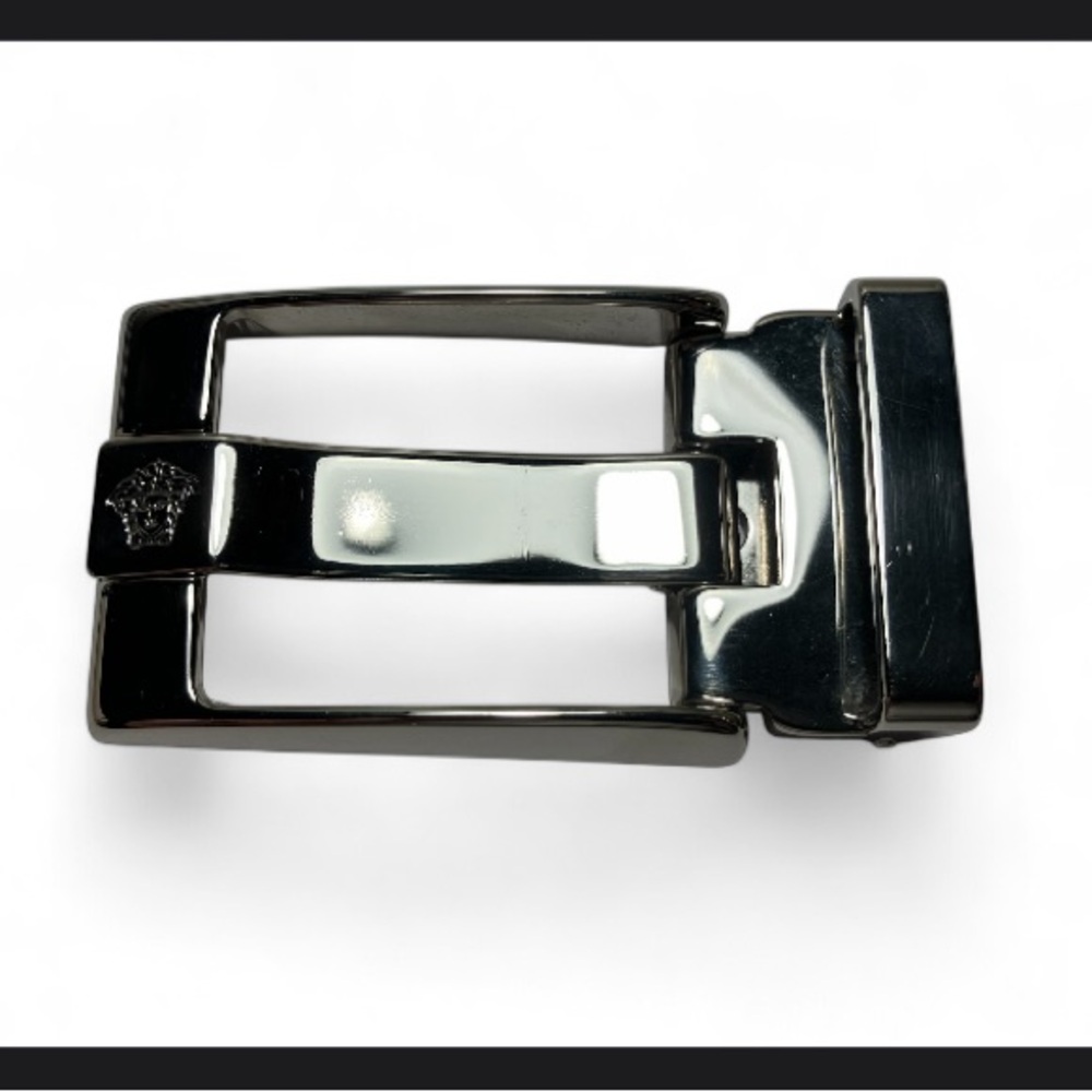 ✨BEAUTIFUL GIANNI VERSACE SILVER ORIGINAL BELT BUCKLE WITH BLACK LEATHER BNWT ✨🌟